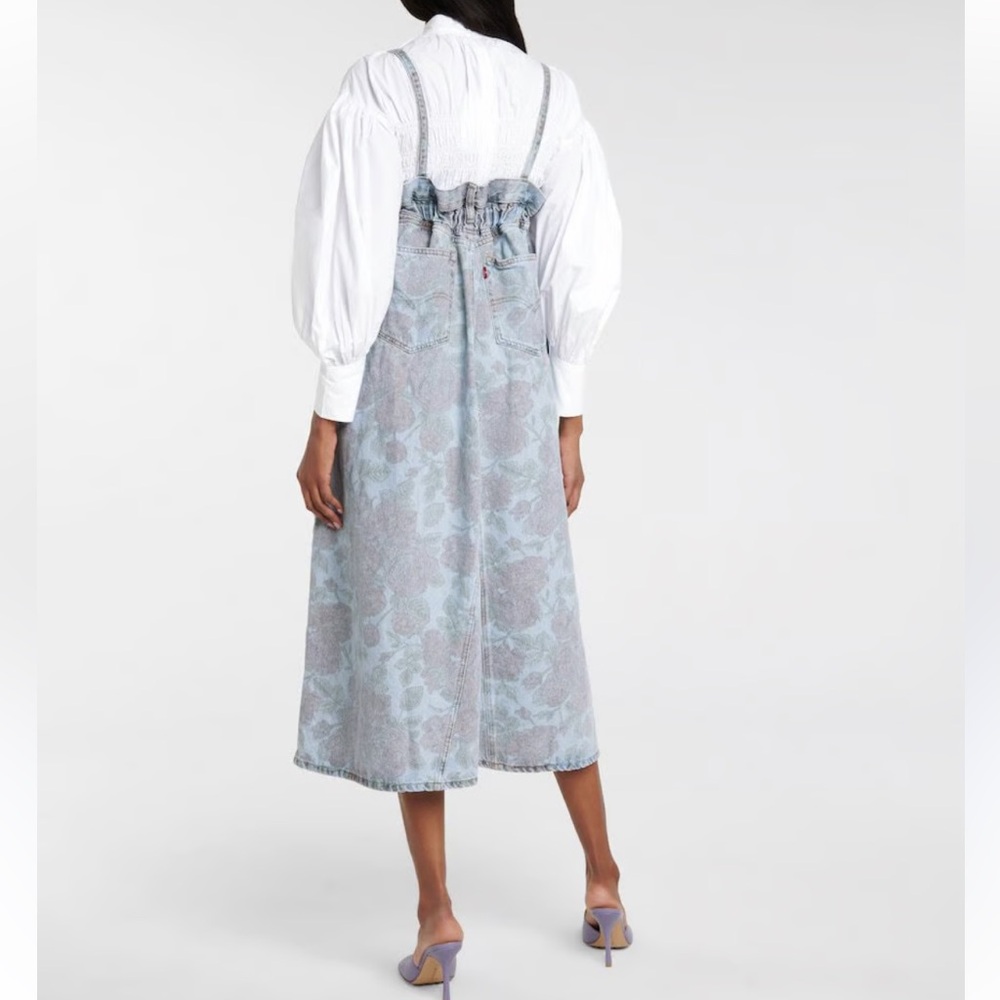 Ganni x Levi’s Cinched Floral Print Denim Midi Dress Size XXS - Picture 6 of 13